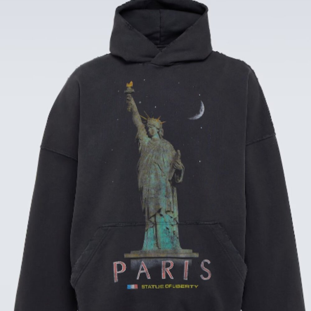 BALENCIANGA- Paris Liberty distressed fleece hoodie